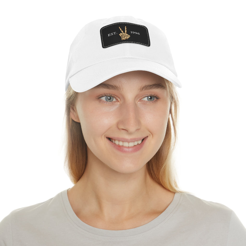 Leather Patch Dad Hat — EST. 1996 Peace Sign