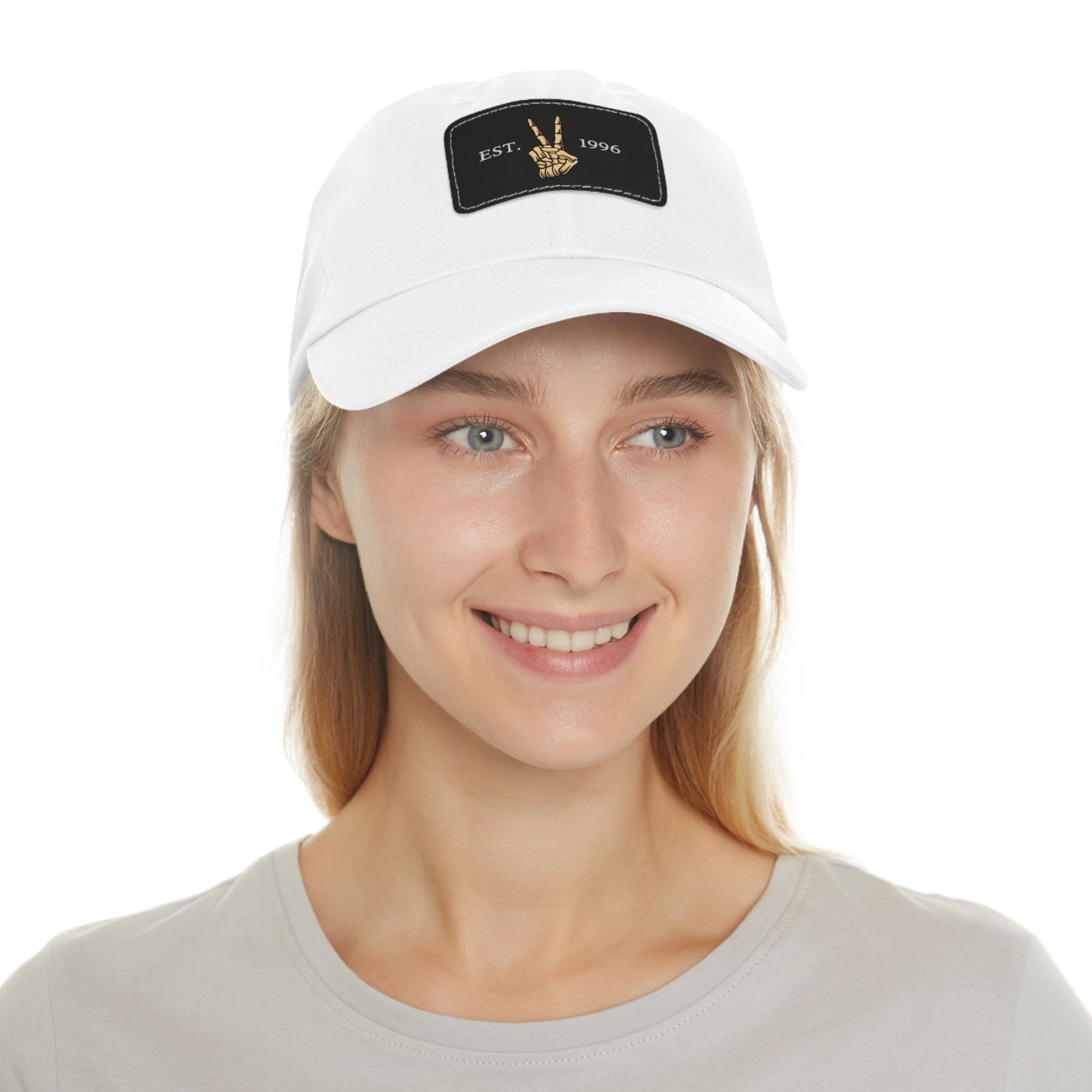 Leather Patch Dad Hat — EST. 1996 Peace Sign