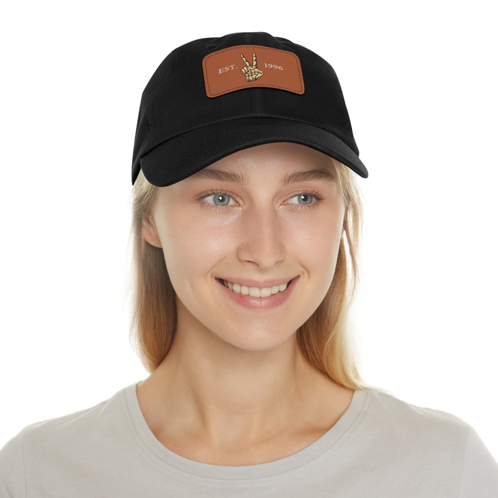 Leather Patch Dad Hat — EST. 1996 Peace Sign