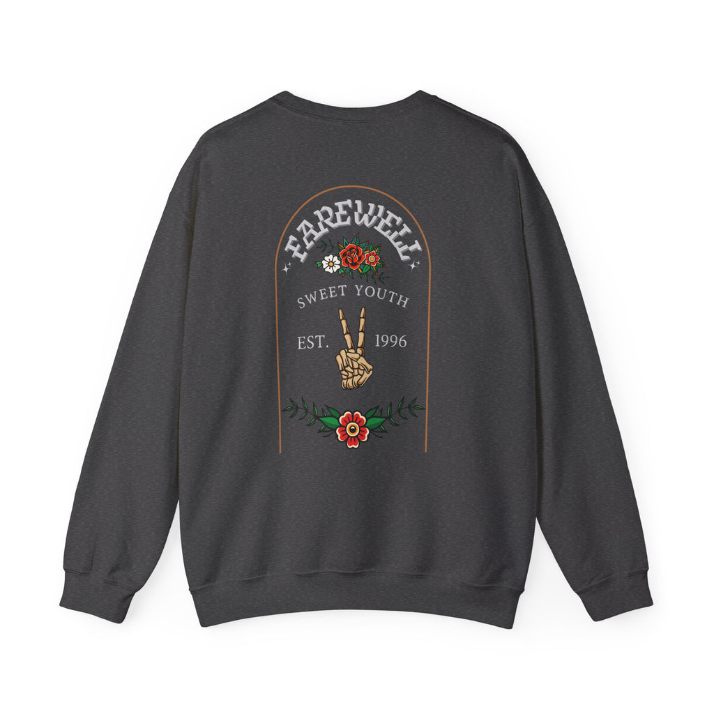 Crewneck Sweatshirt - 'Farewell' Floral Peace Sign Graphic