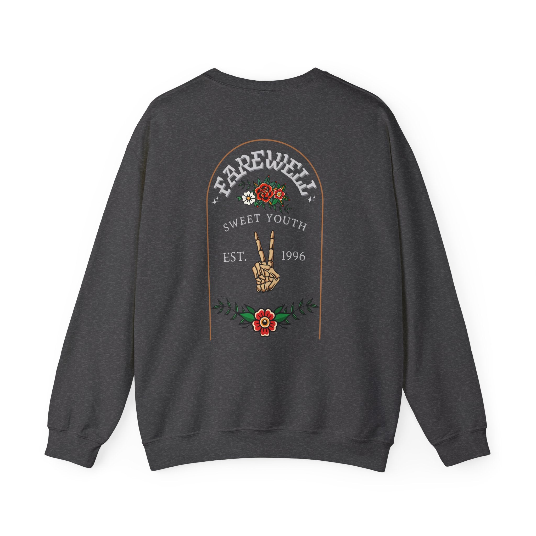 Crewneck Sweatshirt - 'Farewell' Floral Peace Sign Graphic