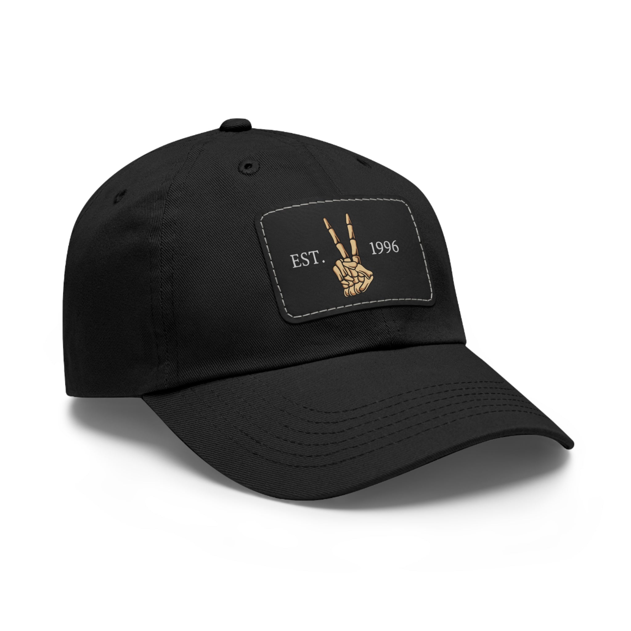 Leather Patch Dad Hat — EST. 1996 Peace Sign
