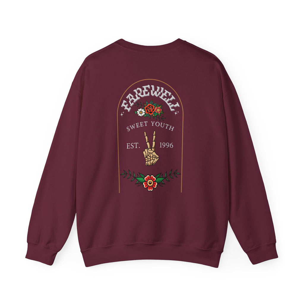 Crewneck Sweatshirt - 'Farewell' Floral Peace Sign Graphic