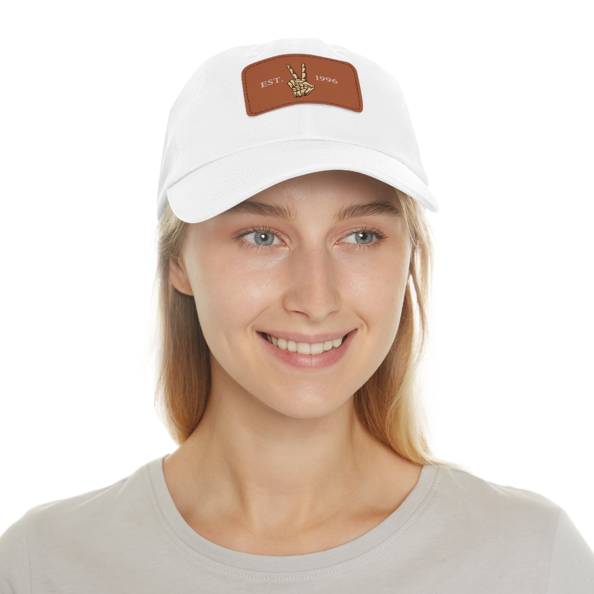 Leather Patch Dad Hat — EST. 1996 Peace Sign