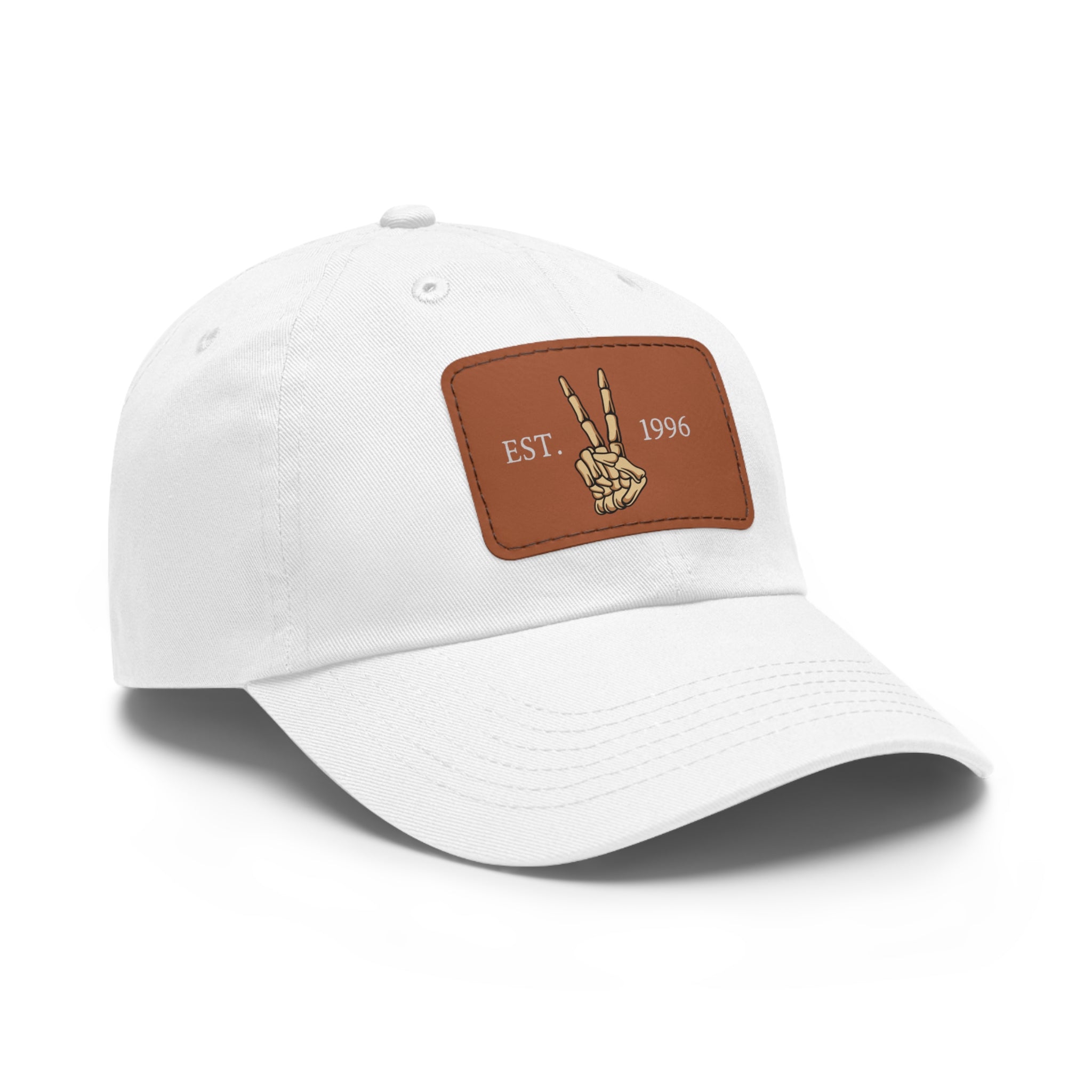 Leather Patch Dad Hat — EST. 1996 Peace Sign