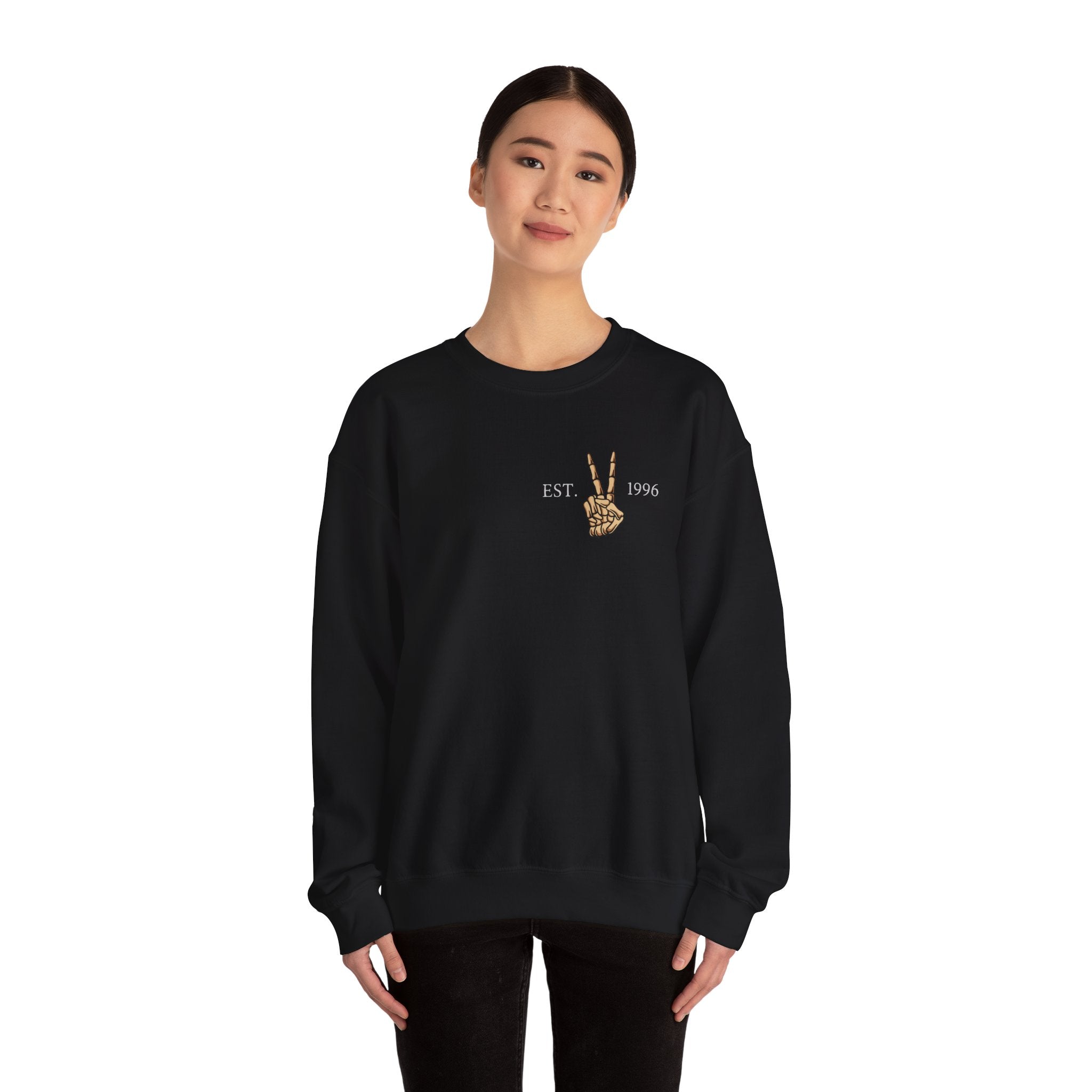 Crewneck Sweatshirt - 'Farewell' Floral Peace Sign Graphic