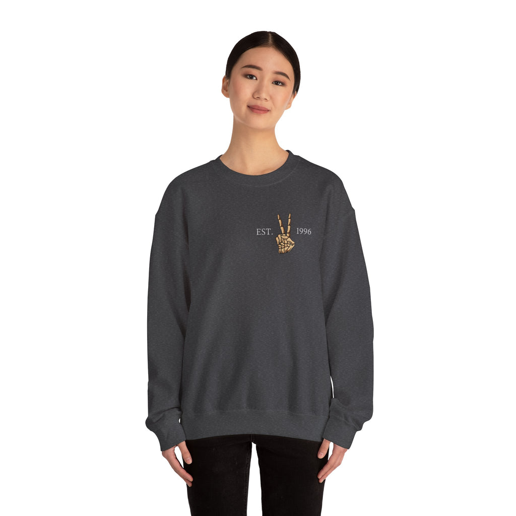 Crewneck Sweatshirt - 'Farewell' Floral Peace Sign Graphic