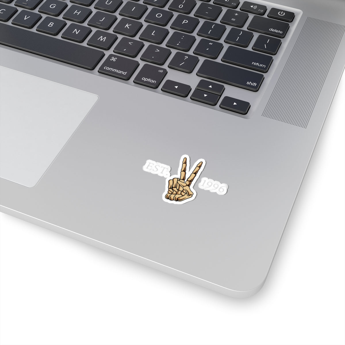 Skeleton Hand Peace Sign Sticker — Kiss-Cut Vinyl Decal for Laptops & Skateboards