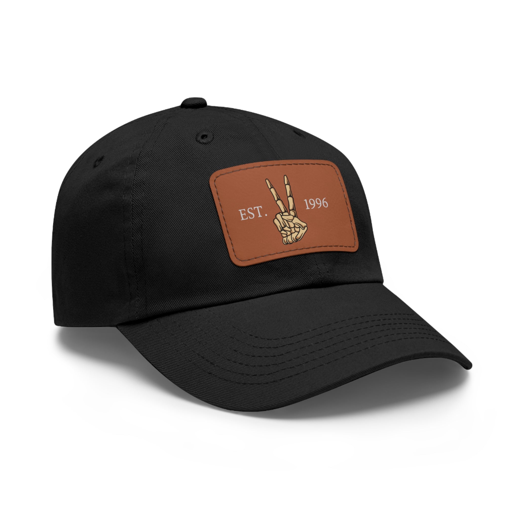 Leather Patch Dad Hat — EST. 1996 Peace Sign
