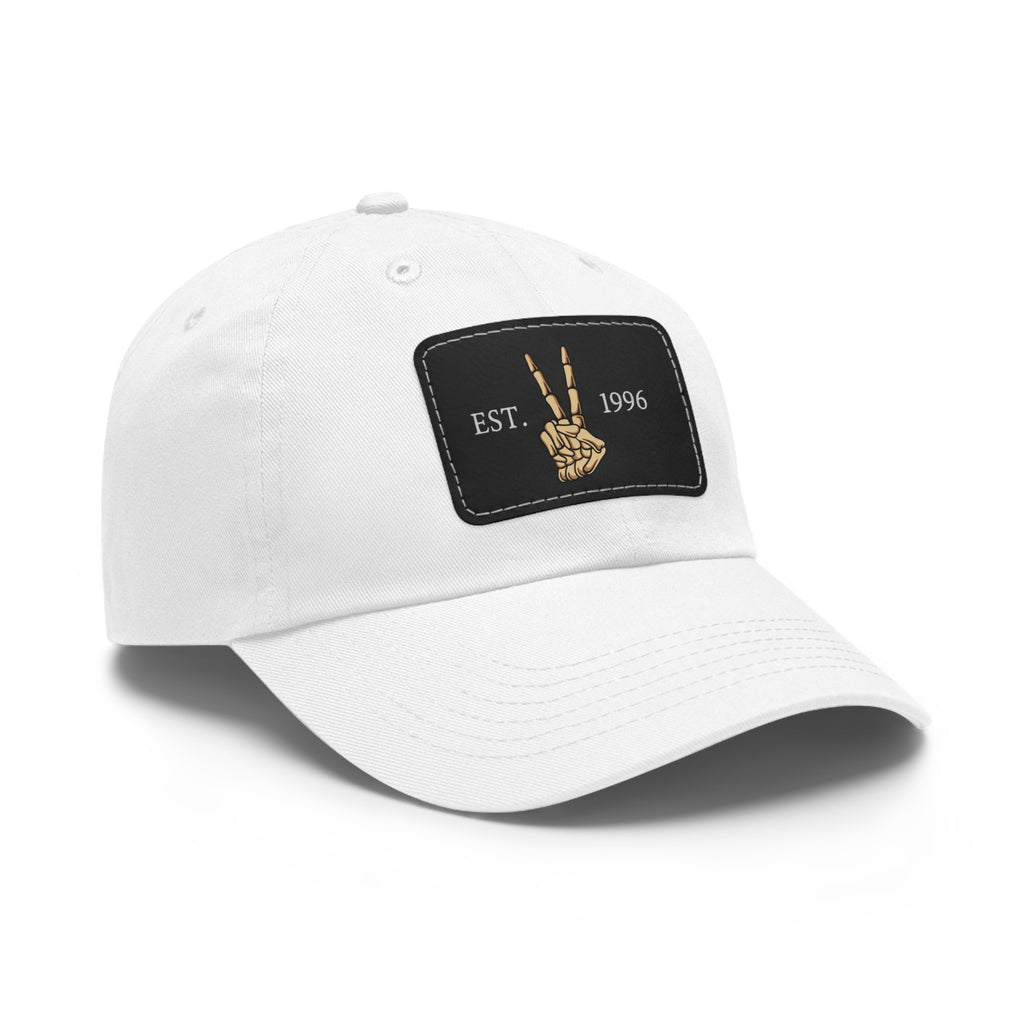 Leather Patch Dad Hat — EST. 1996 Peace Sign
