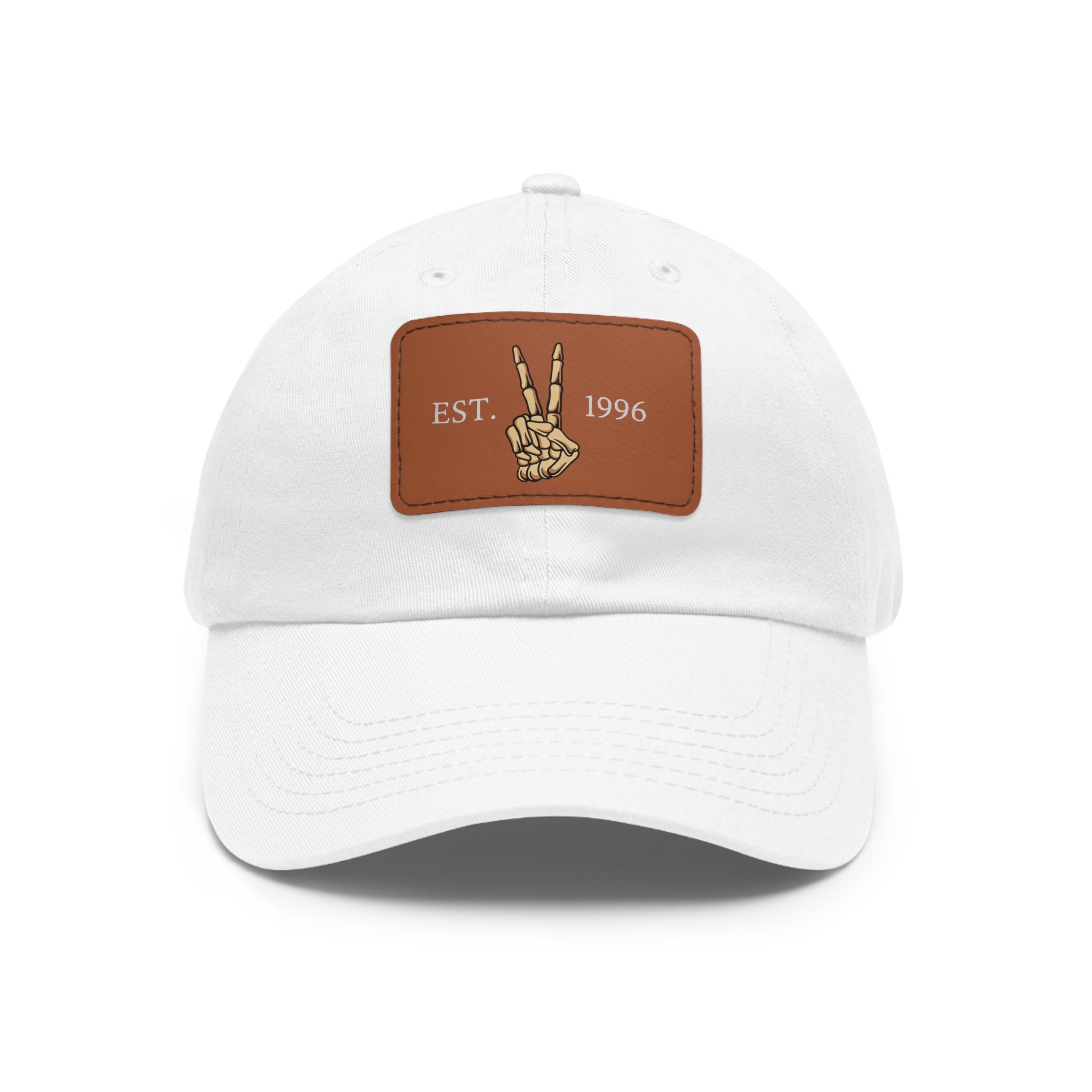 Leather Patch Dad Hat — EST. 1996 Peace Sign