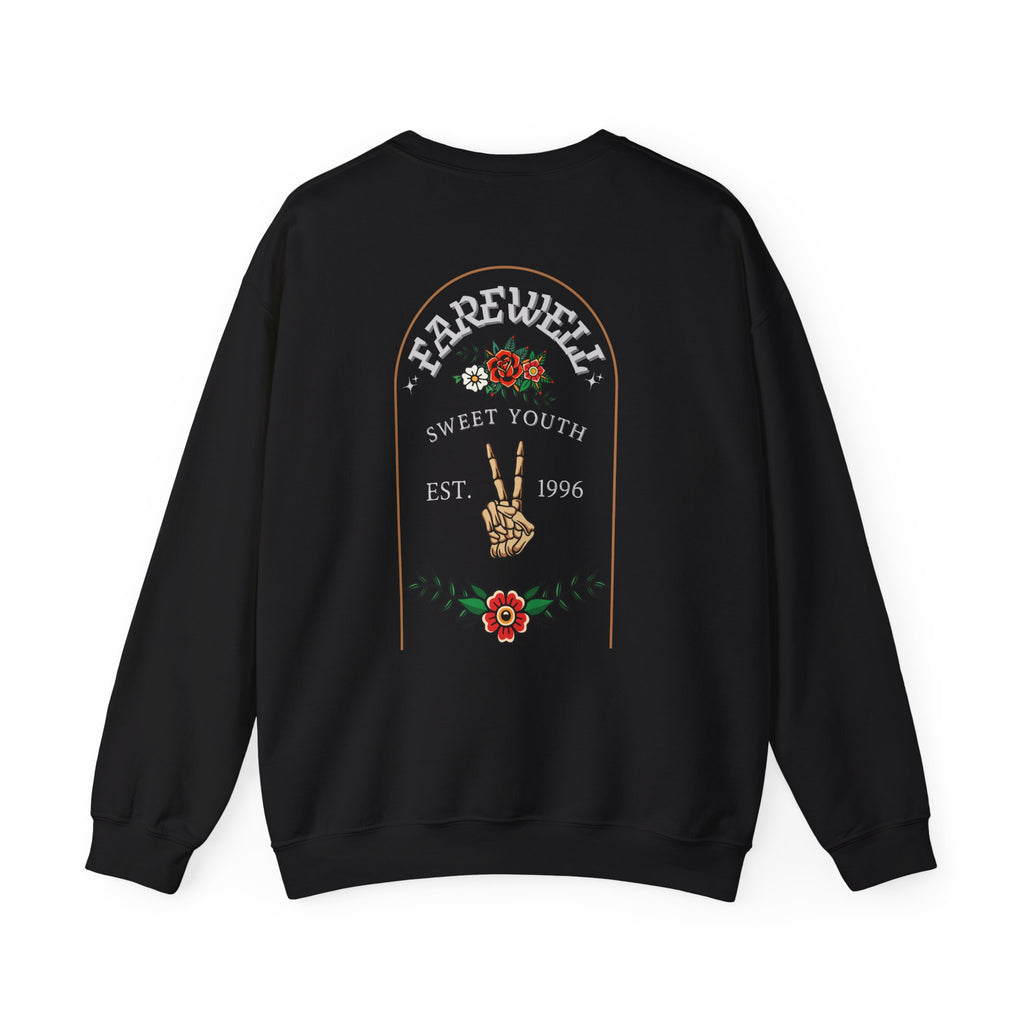 Crewneck Sweatshirt - 'Farewell' Floral Peace Sign Graphic