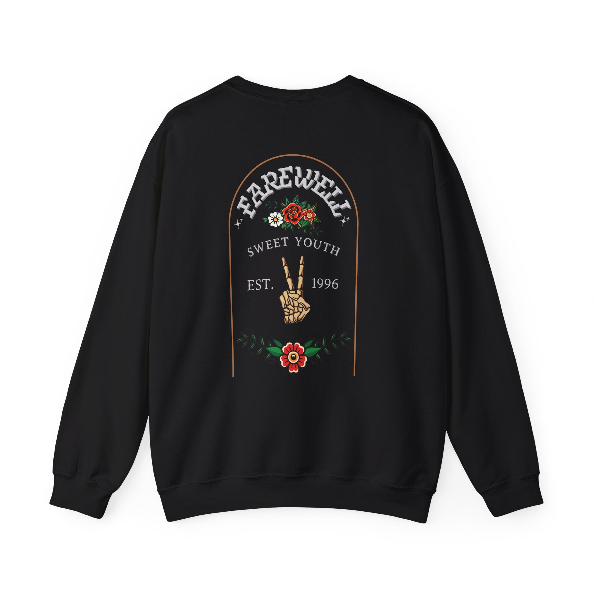 Crewneck Sweatshirt - 'Farewell' Floral Peace Sign Graphic