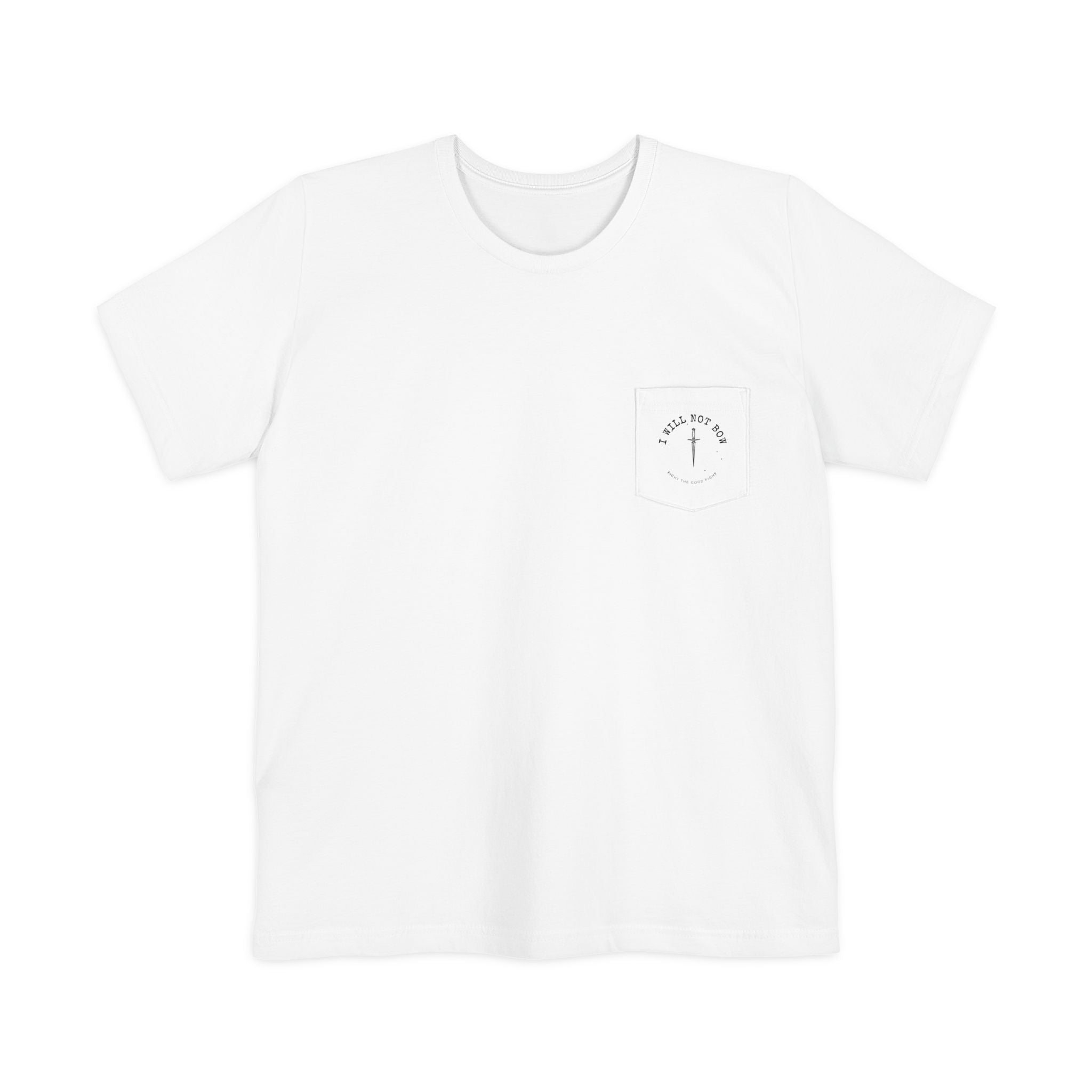 I Will Not Bow Pocket T-Shirt — Inspirational Sword Design