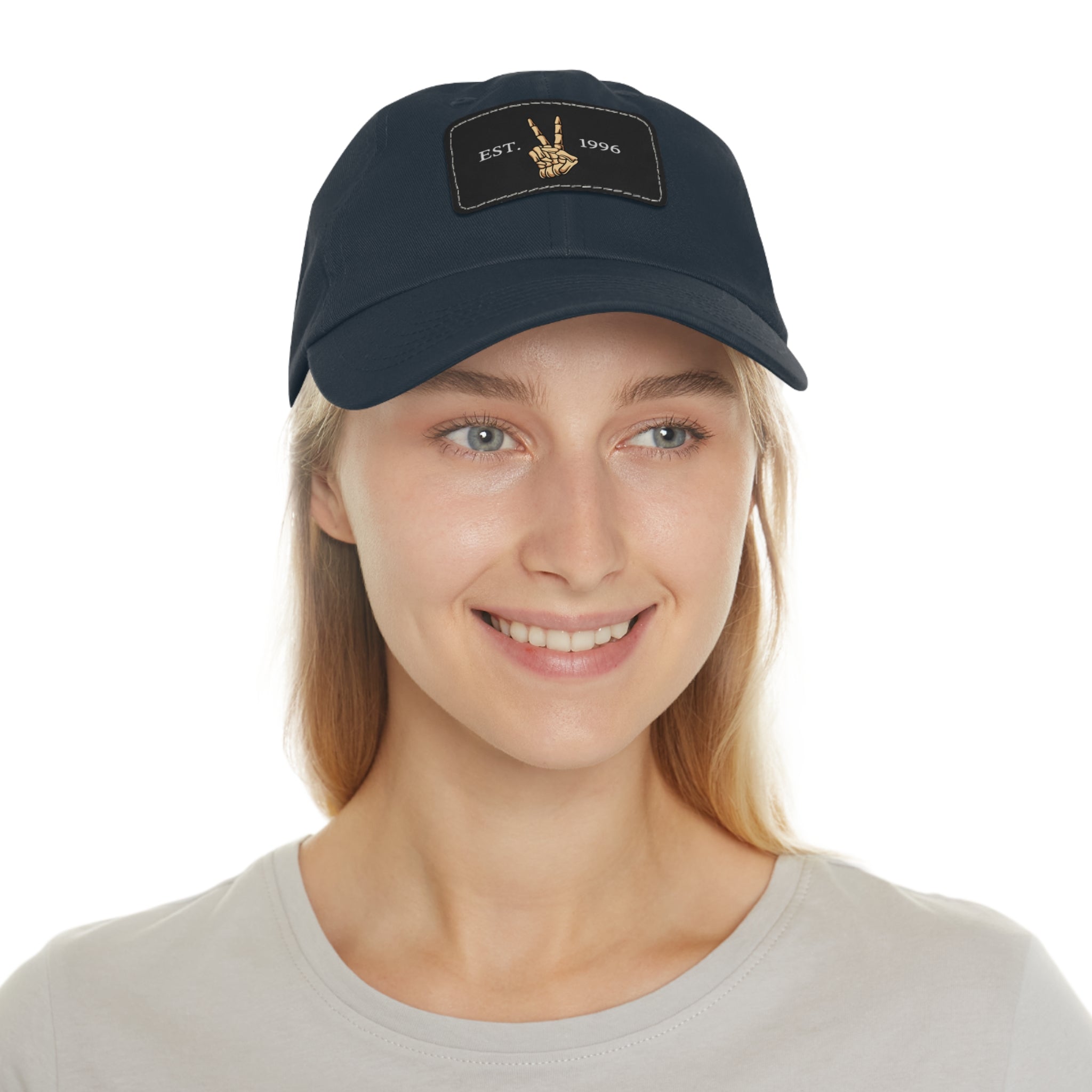 Leather Patch Dad Hat — EST. 1996 Peace Sign