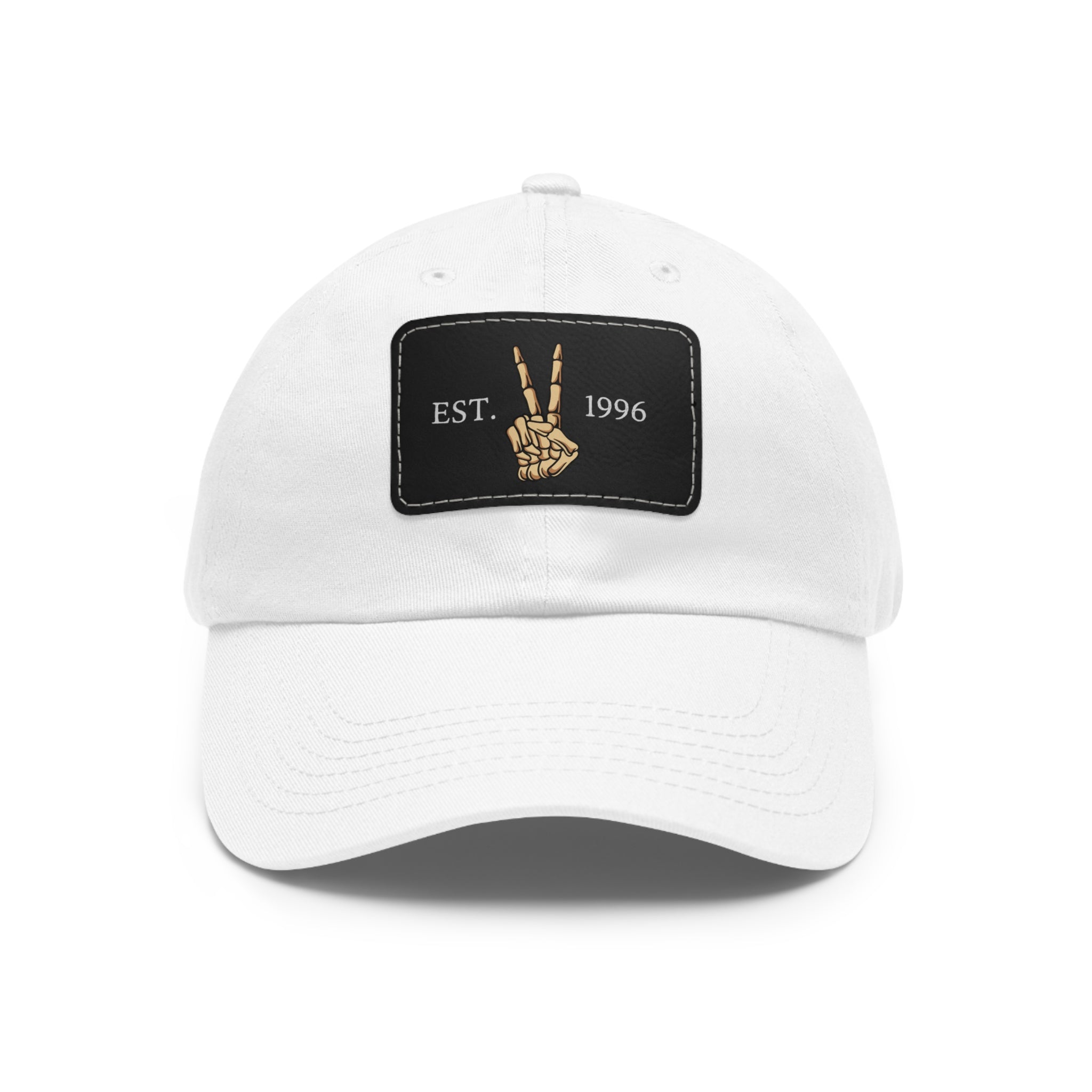 Leather Patch Dad Hat — EST. 1996 Peace Sign