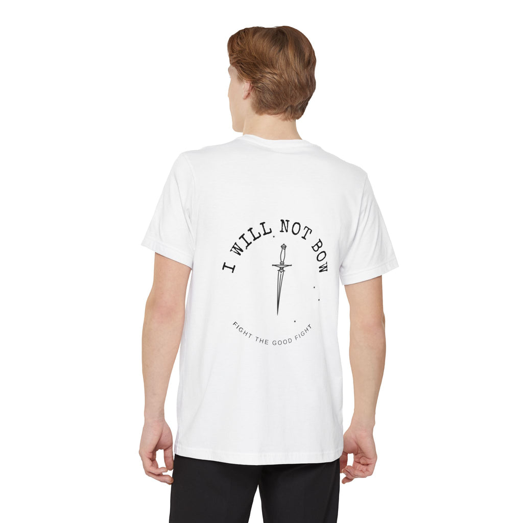 I Will Not Bow Pocket T-Shirt — Inspirational Sword Design