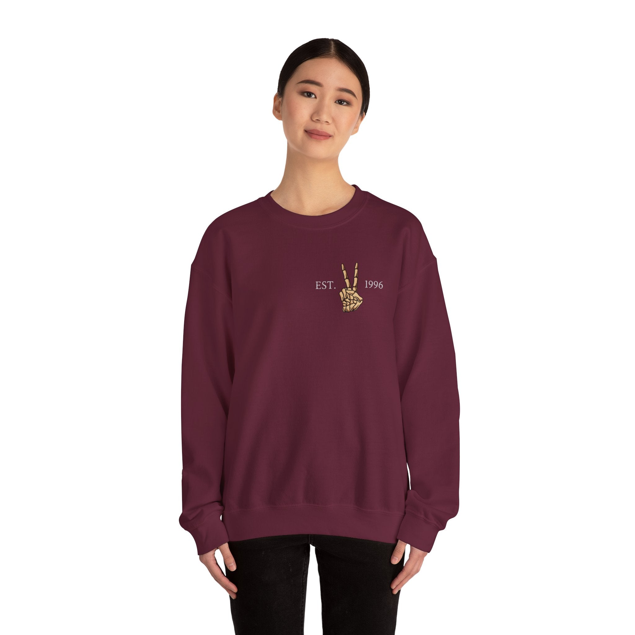 Crewneck Sweatshirt - 'Farewell' Floral Peace Sign Graphic