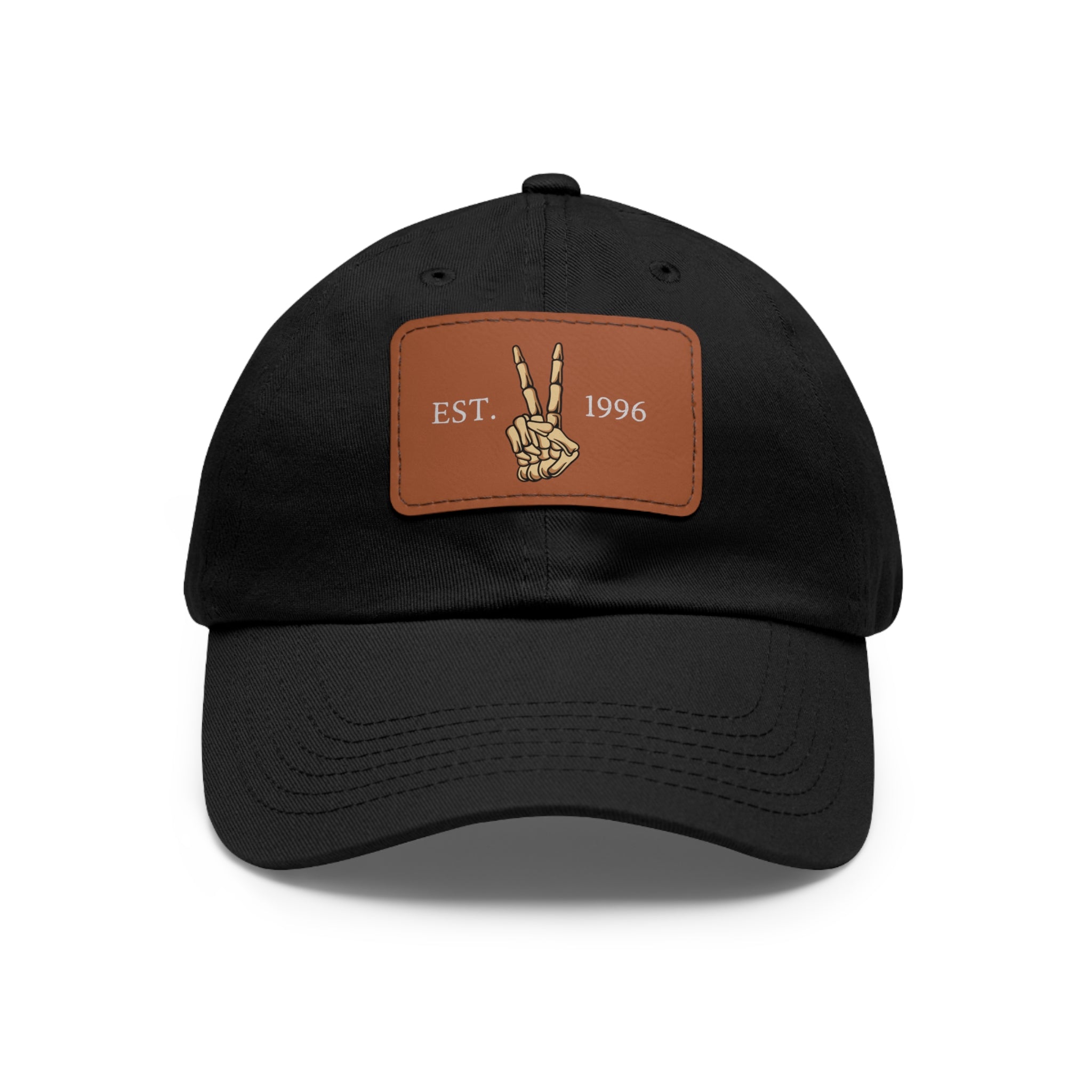 Leather Patch Dad Hat — EST. 1996 Peace Sign
