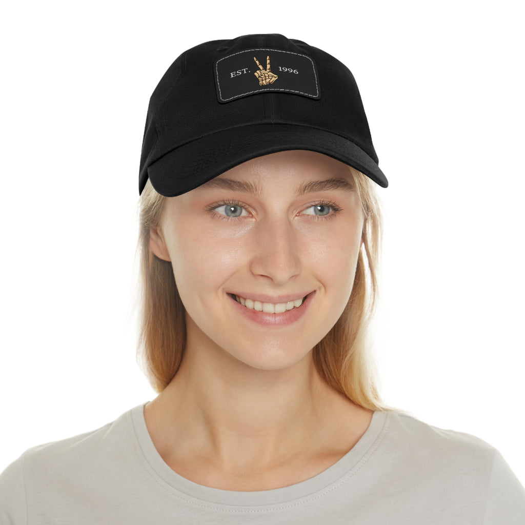 Leather Patch Dad Hat — EST. 1996 Peace Sign