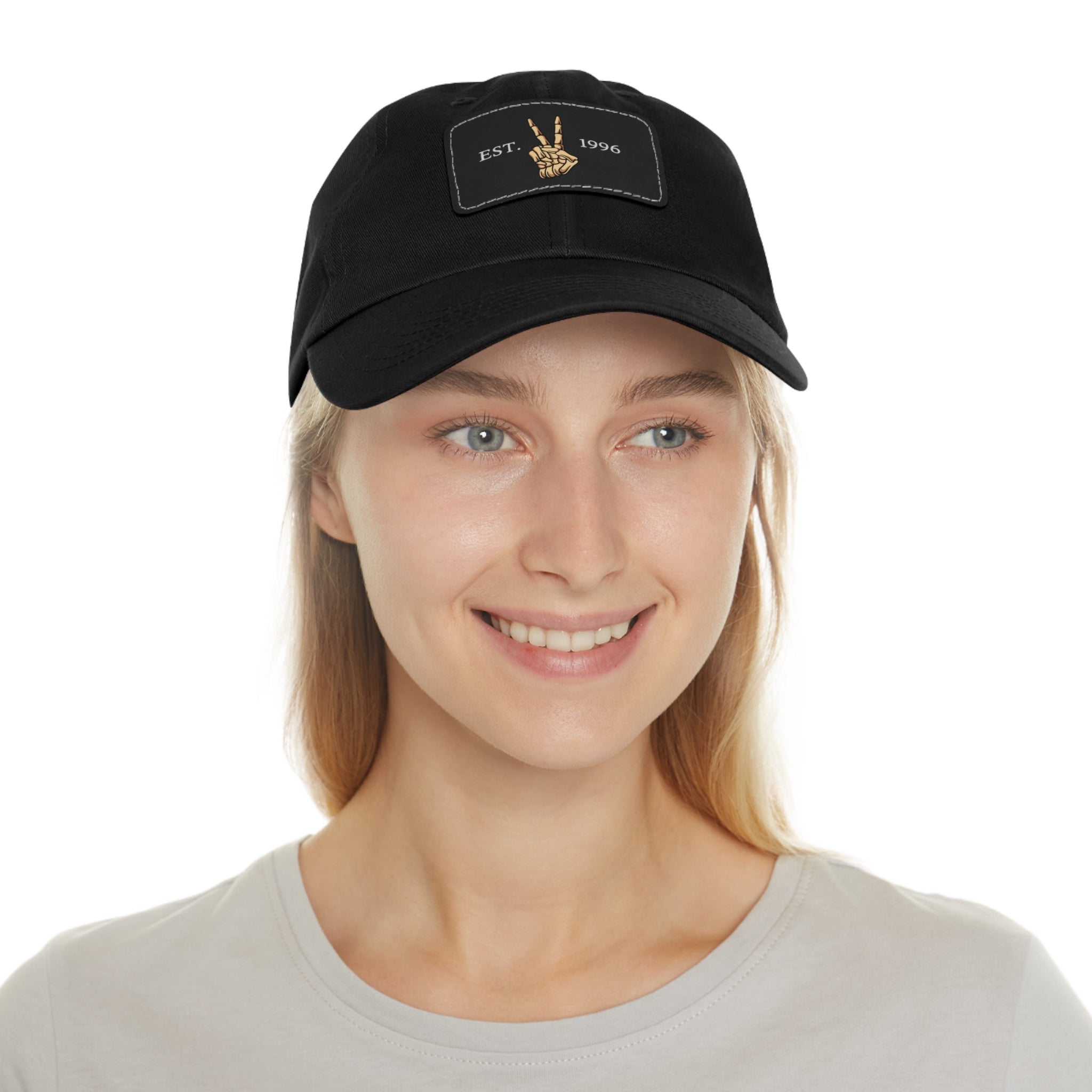 Leather Patch Dad Hat — EST. 1996 Peace Sign