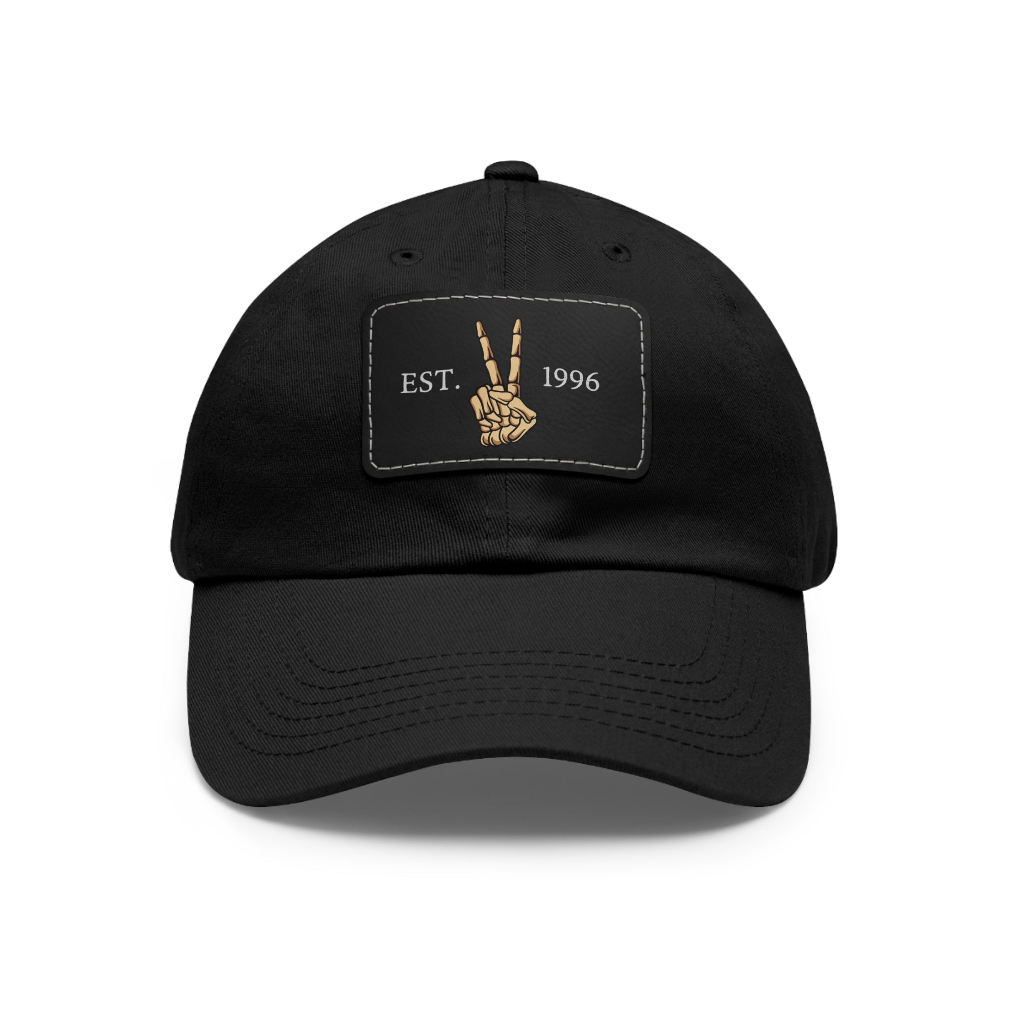 Leather Patch Dad Hat — EST. 1996 Peace Sign