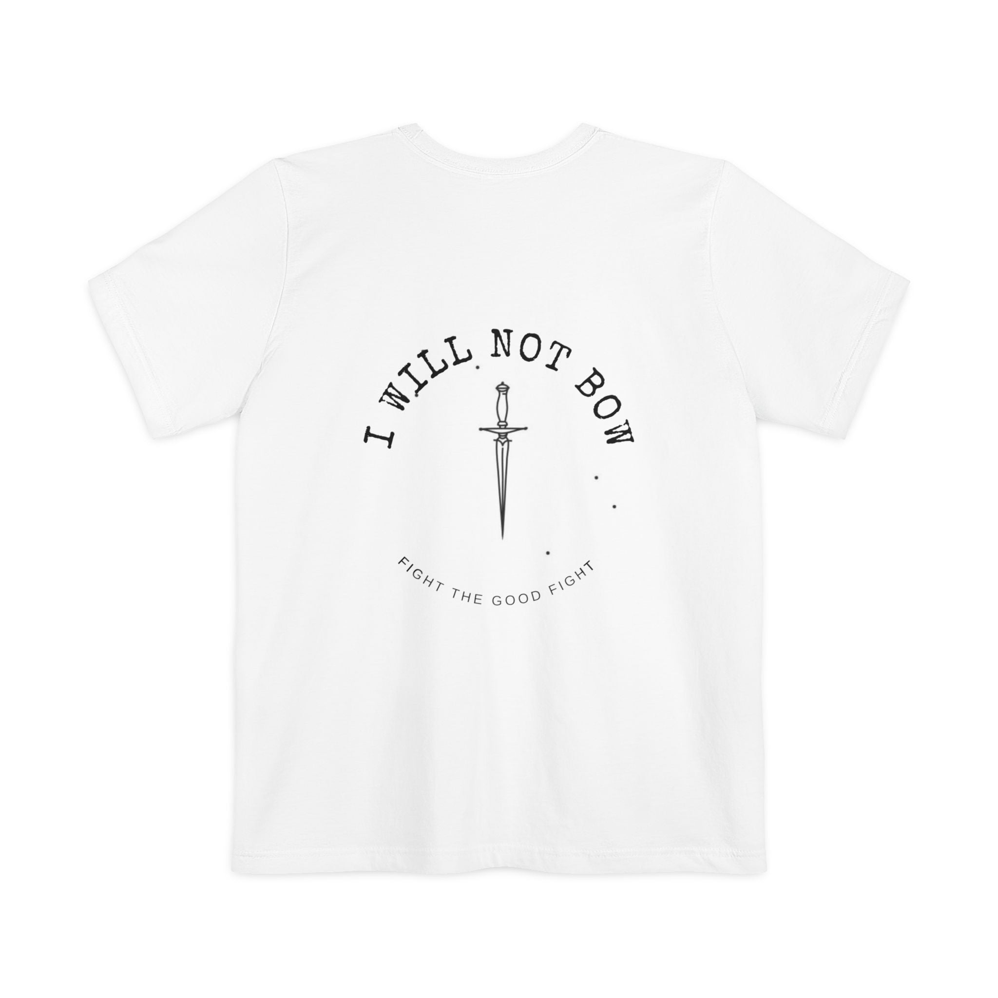 I Will Not Bow Pocket T-Shirt — Inspirational Sword Design